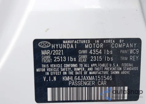 2021 Hyundai Sonata Sel z USA, uszkodzony, nr VIN KMHL64JAXMA151546